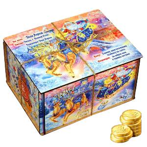 Сладкий подарок на Новый Год в картонной упаковке весом 1450 грамм по цене 1084 руб